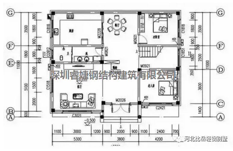 農(nóng)村自建別墅兩層13.3米X11米，帶平面設(shè)計(jì)圖，拿走不謝(圖2)