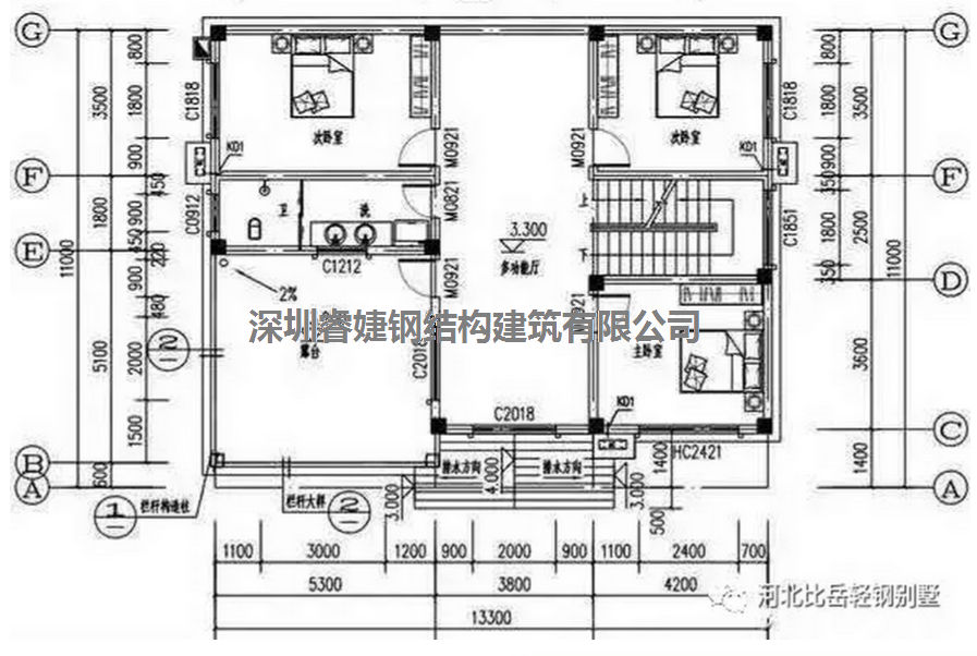 農(nóng)村自建別墅兩層13.3米X11米，帶平面設(shè)計(jì)圖，拿走不謝(圖3)